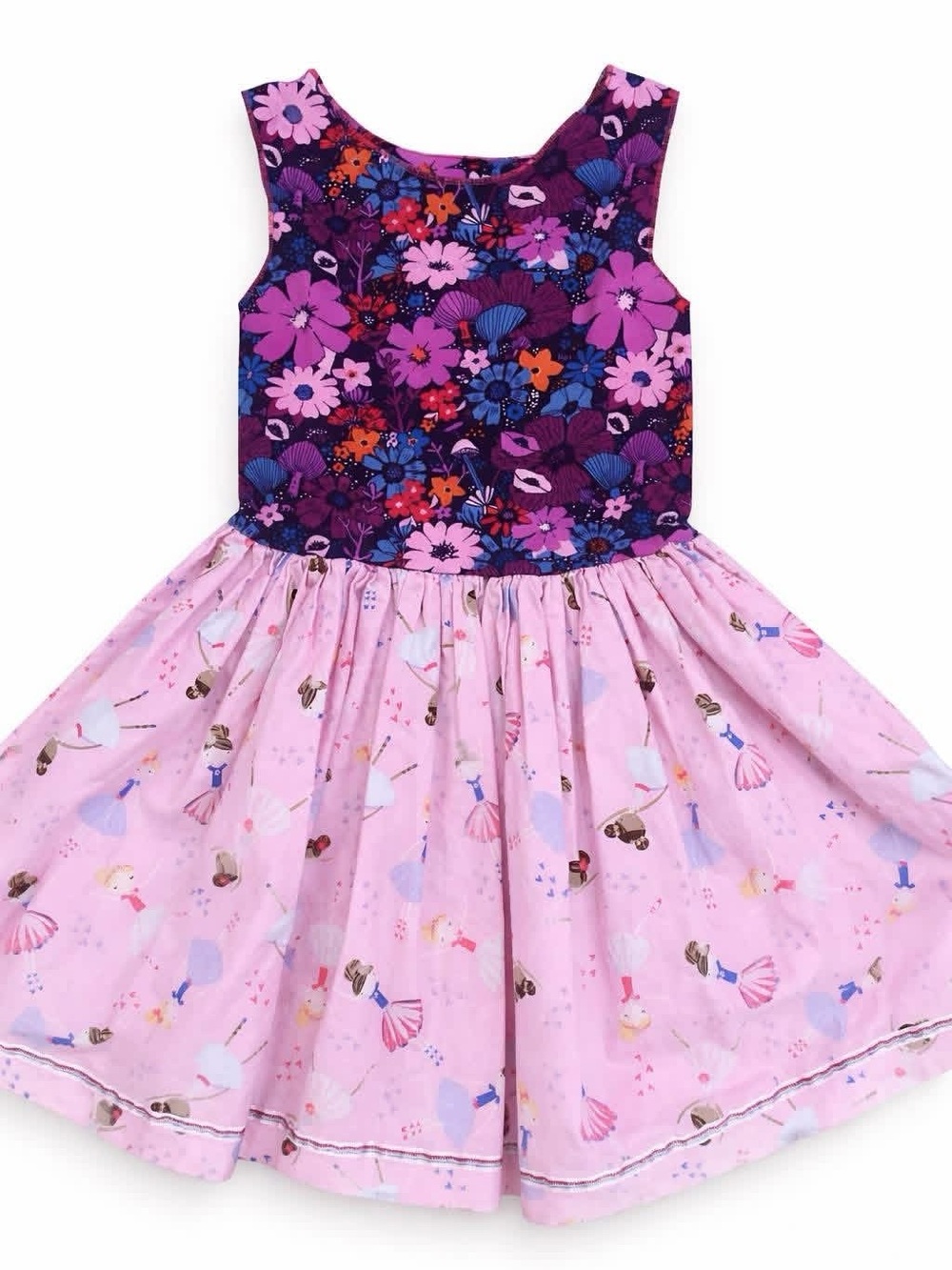 Girls' Purple & Pink Floral Bodice Twirl Dress size 8